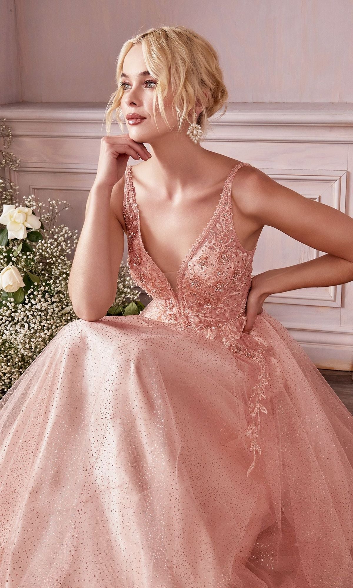 Ladivine Long Formal Dress CD0196 Blush / 2XSmall Ladivine Long Formal Dress CD0196 Blush / 2XSmall