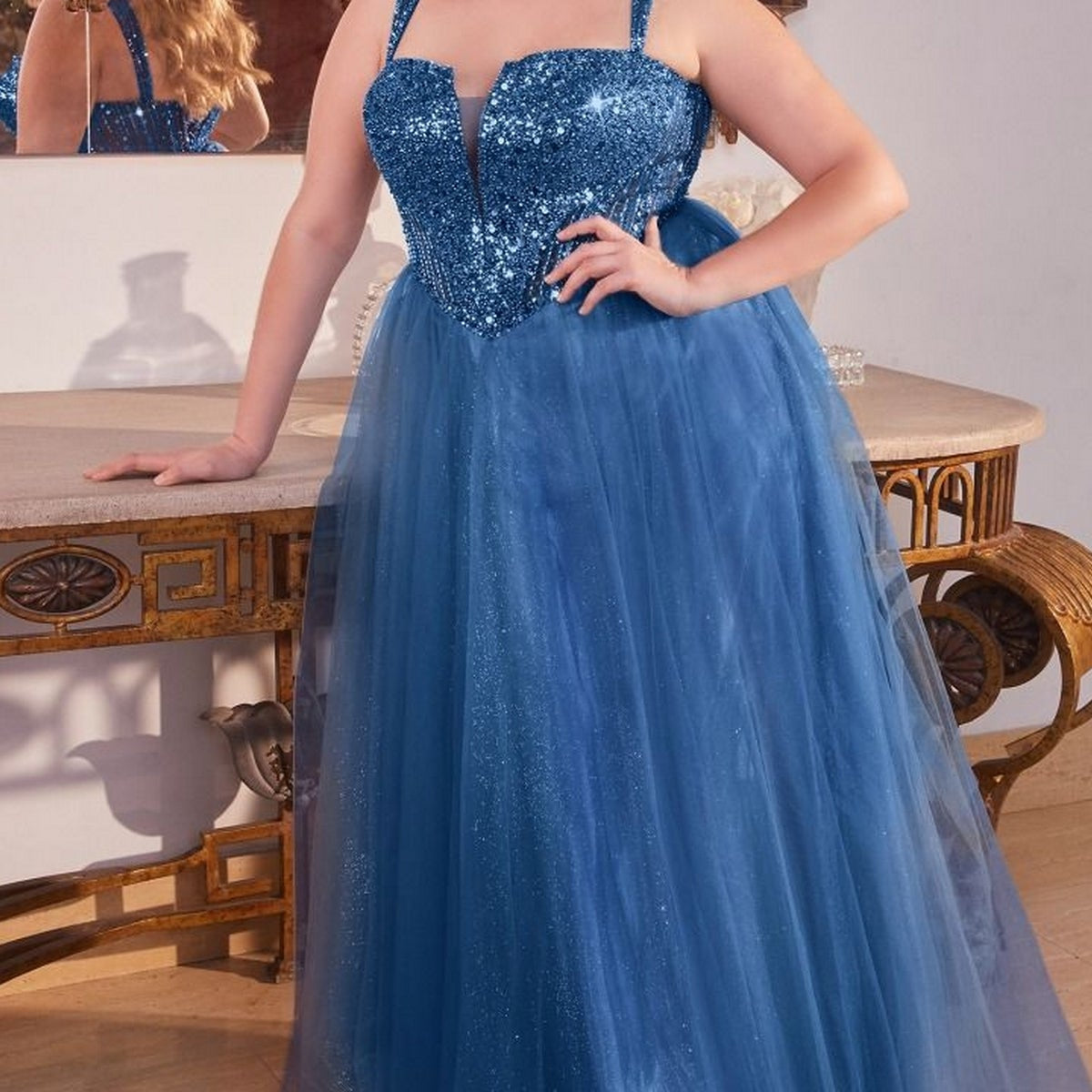 Ladivine Cd0217C Long Plus-Size Formal Dress