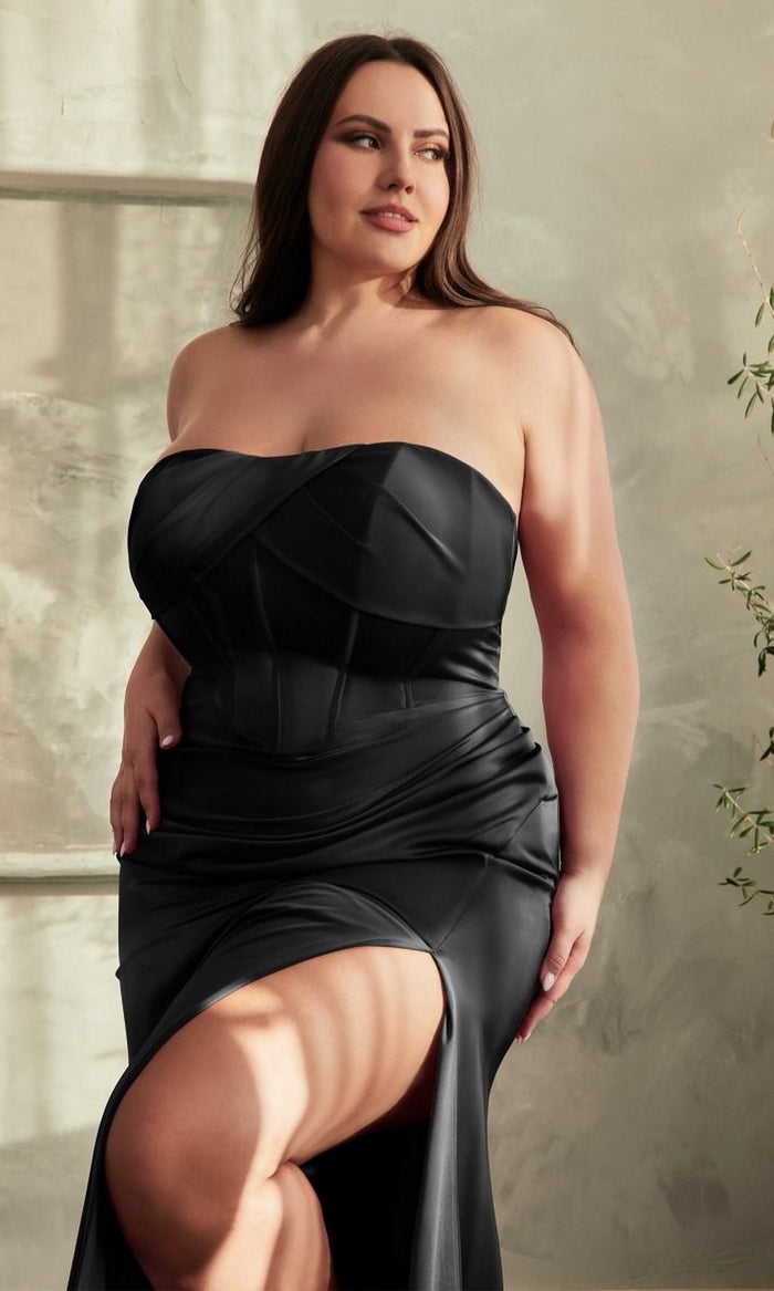 Black Long Plus-Size Formal Dress Cd326C by Ladivine