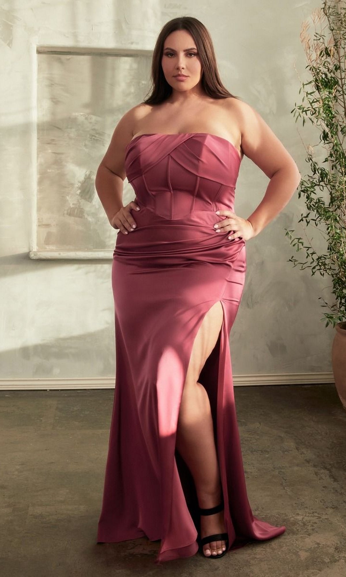 Ladivine Cd326C Long Plus-Size Formal Dress