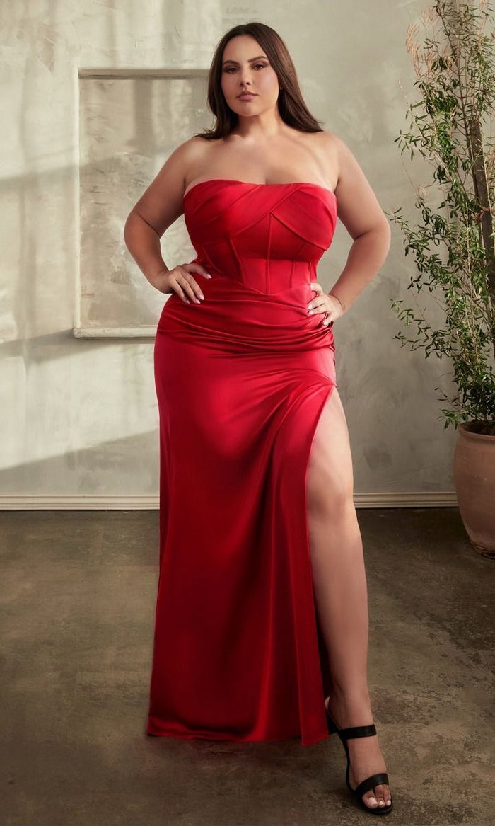 Red Long Plus-Size Formal Dress Cd326C by Ladivine