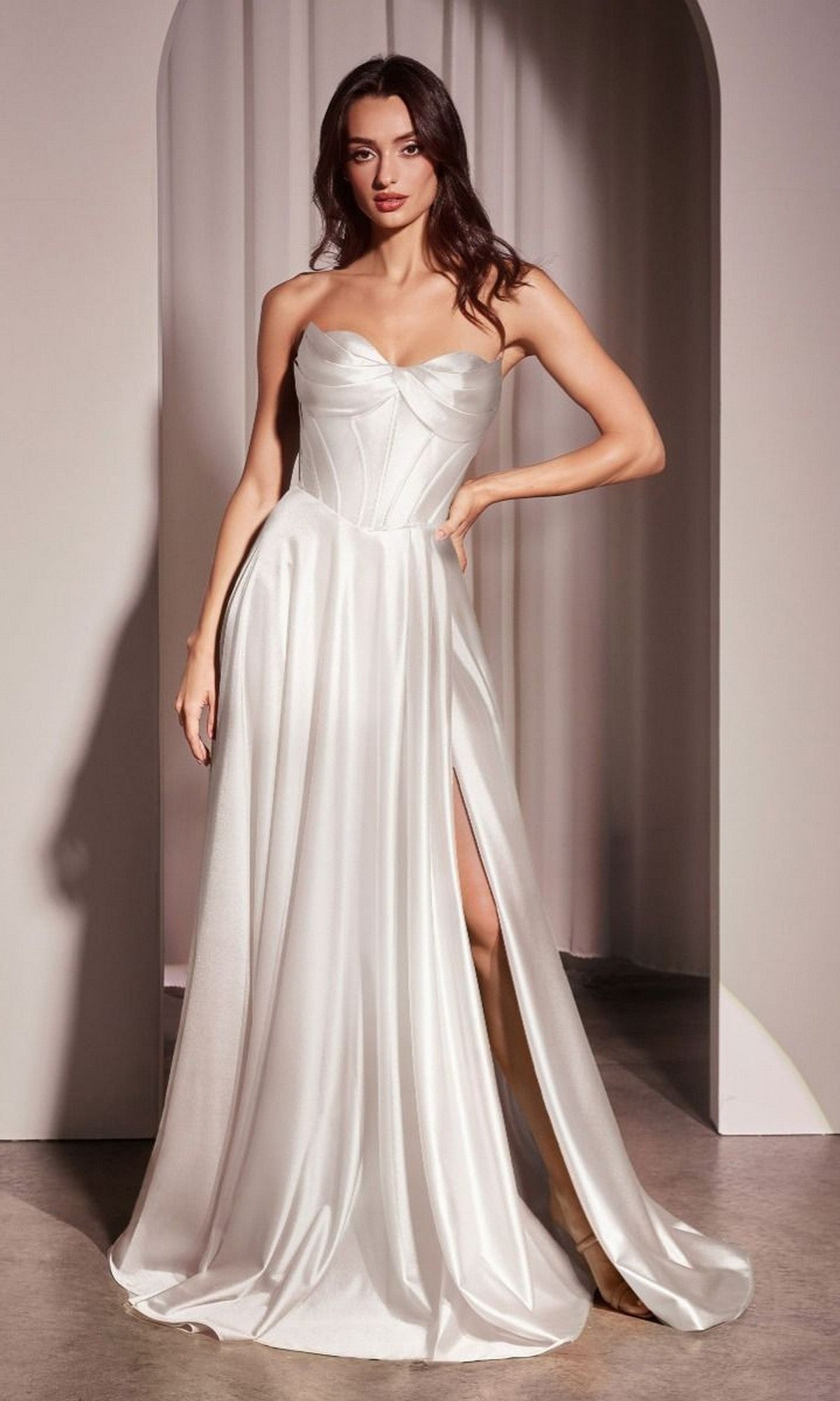Long Formal Dress CD378w by Ladivine Off White / 6