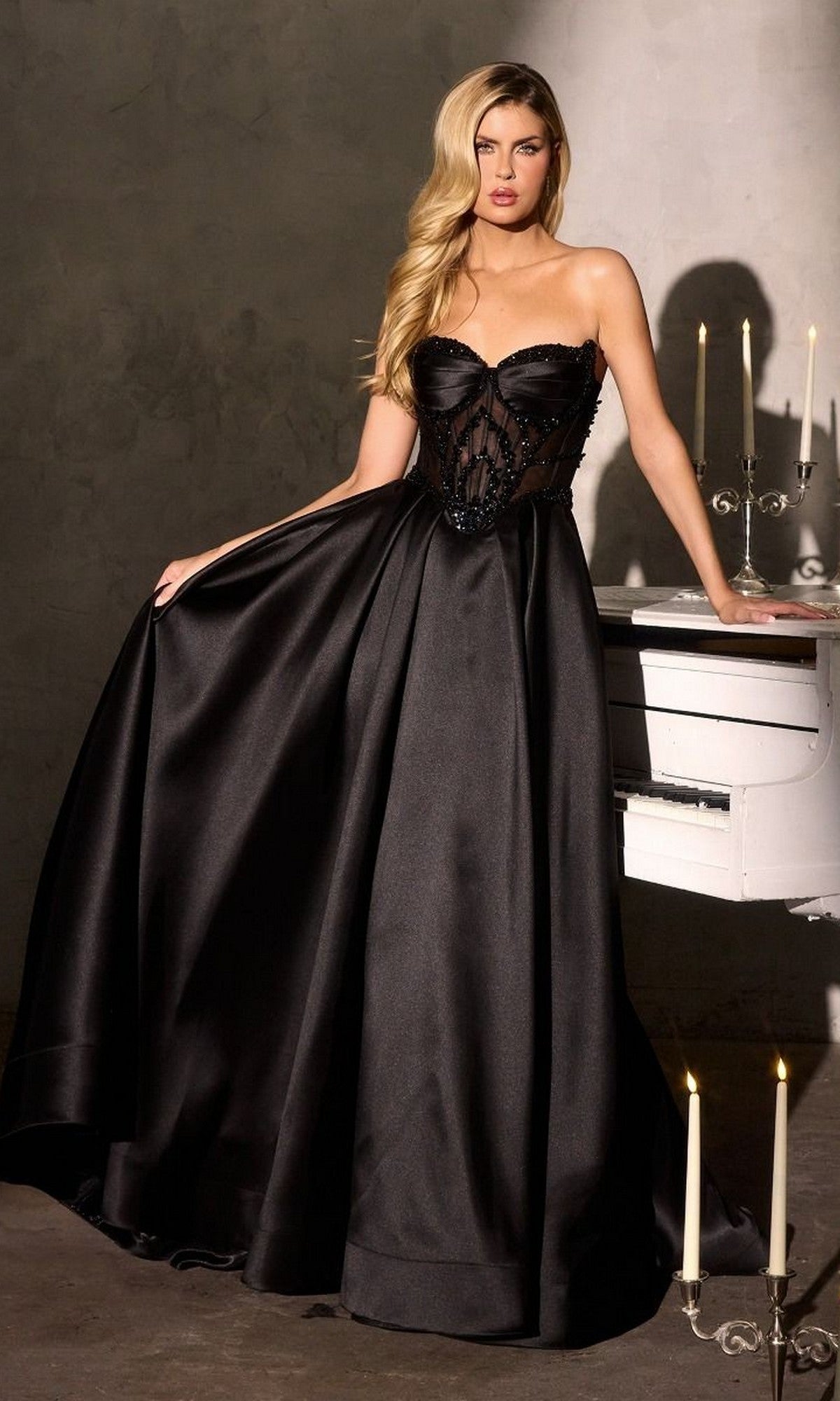 Black Ladivine Long Formal Dress CD389 - Image
