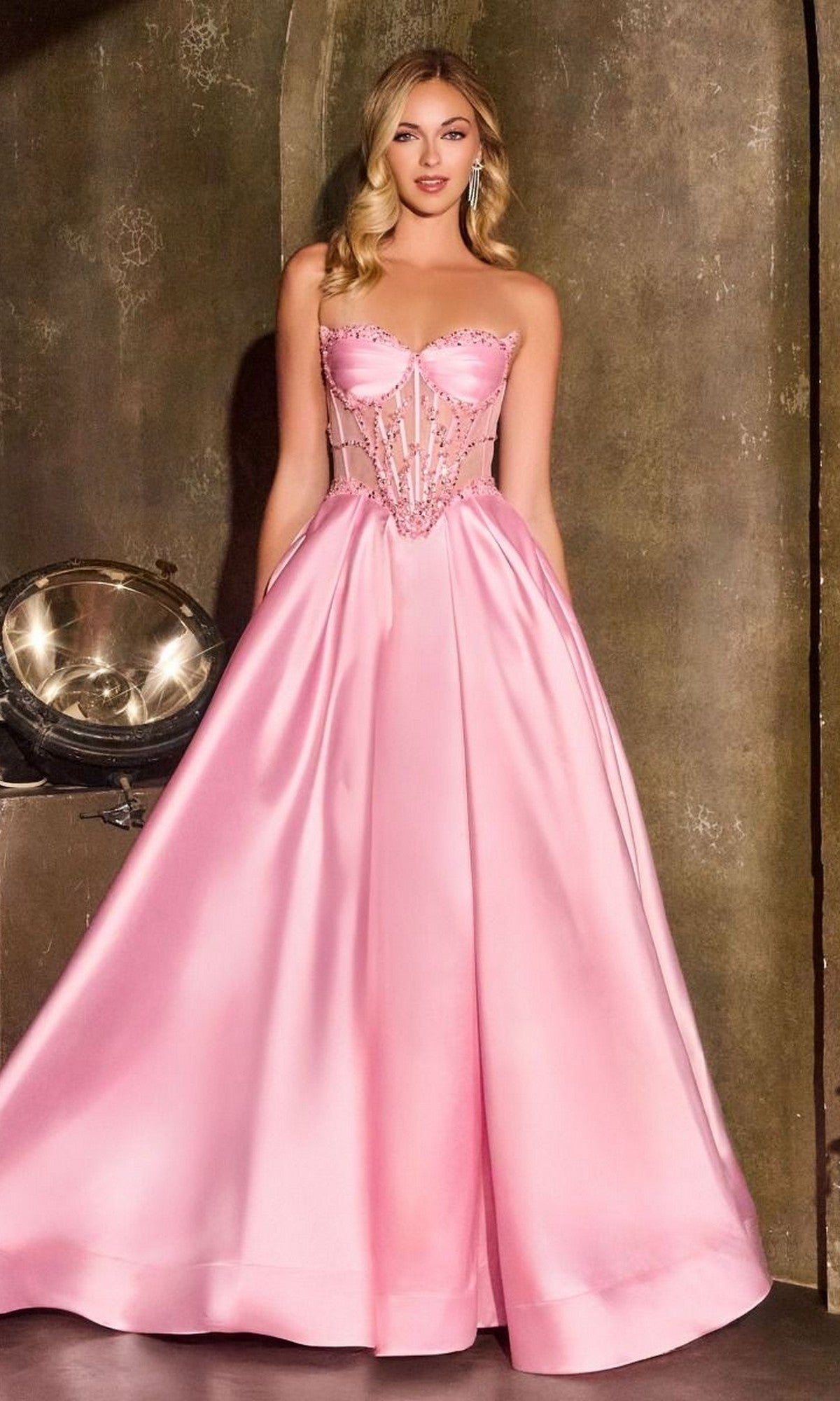 Pink Ladivine Long Formal Dress CD389 - Image
