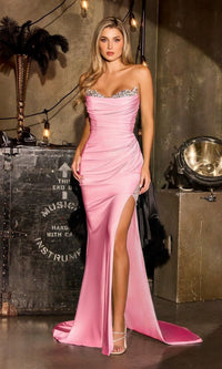 Pink Ladivine Long Formal Dress CD391 - Image