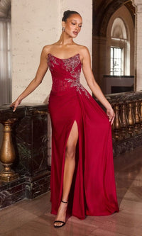 Deep Red Ladivine Long Formal Dress CD689 - Image