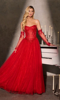 Red Ladivine Long Formal Dress CD717 - Image