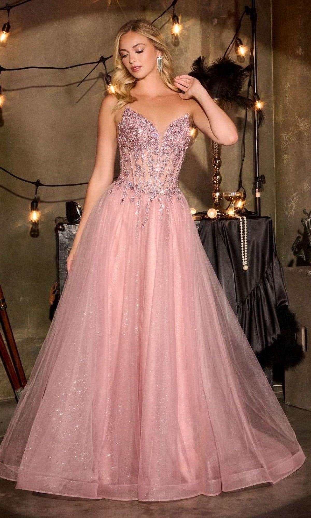 Mauve Ladivine Long Formal Dress CD721 - Image