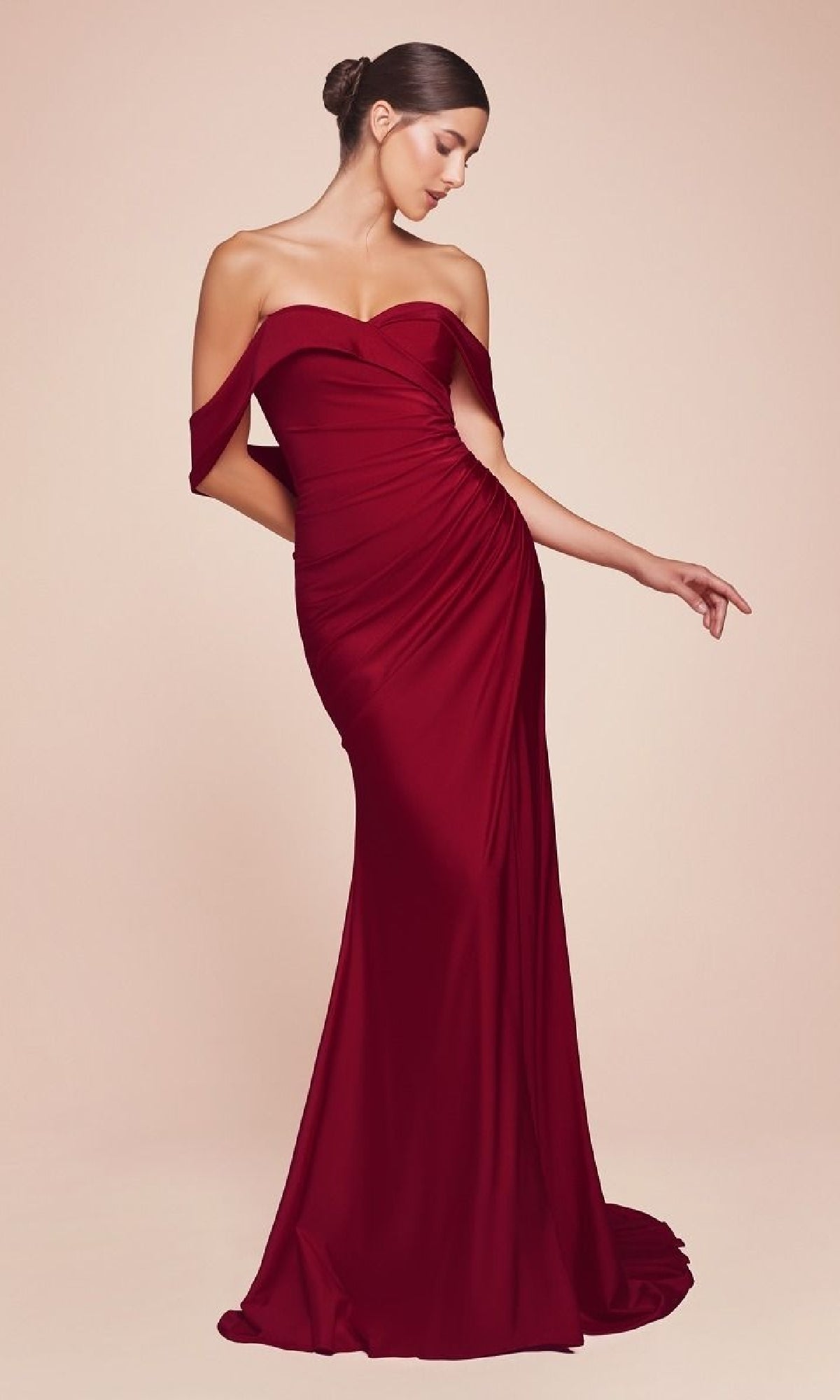 Burgundy Ladivine Long Formal Dress CD790