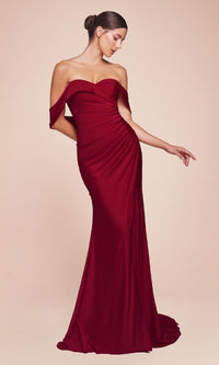 Burgundy Ladivine Long Formal Dress CD790
