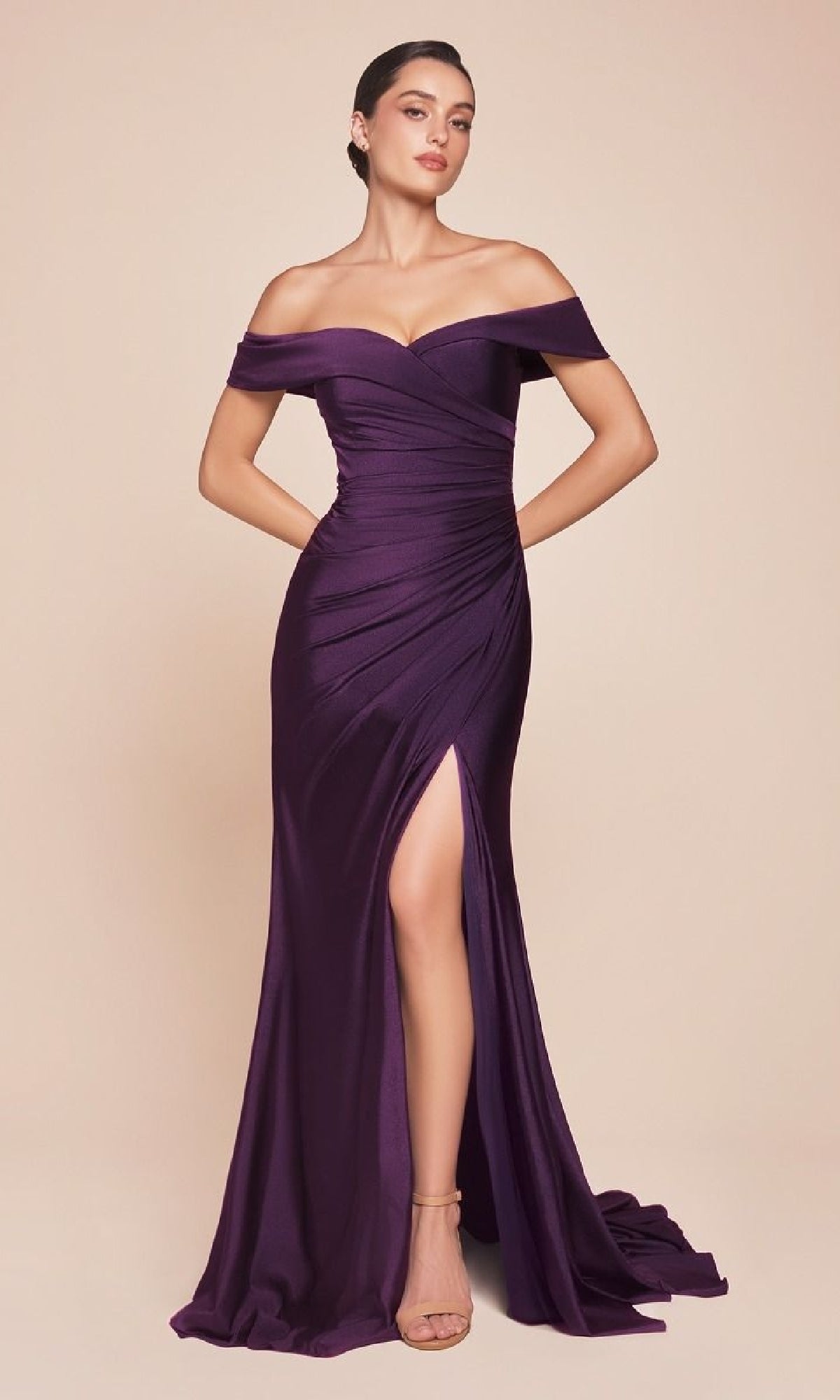 Eggplant Ladivine Long Formal Dress CD790