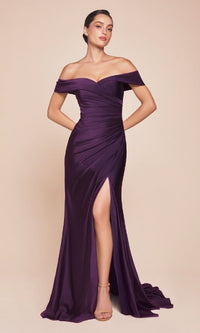 Eggplant Ladivine Long Formal Dress CD790