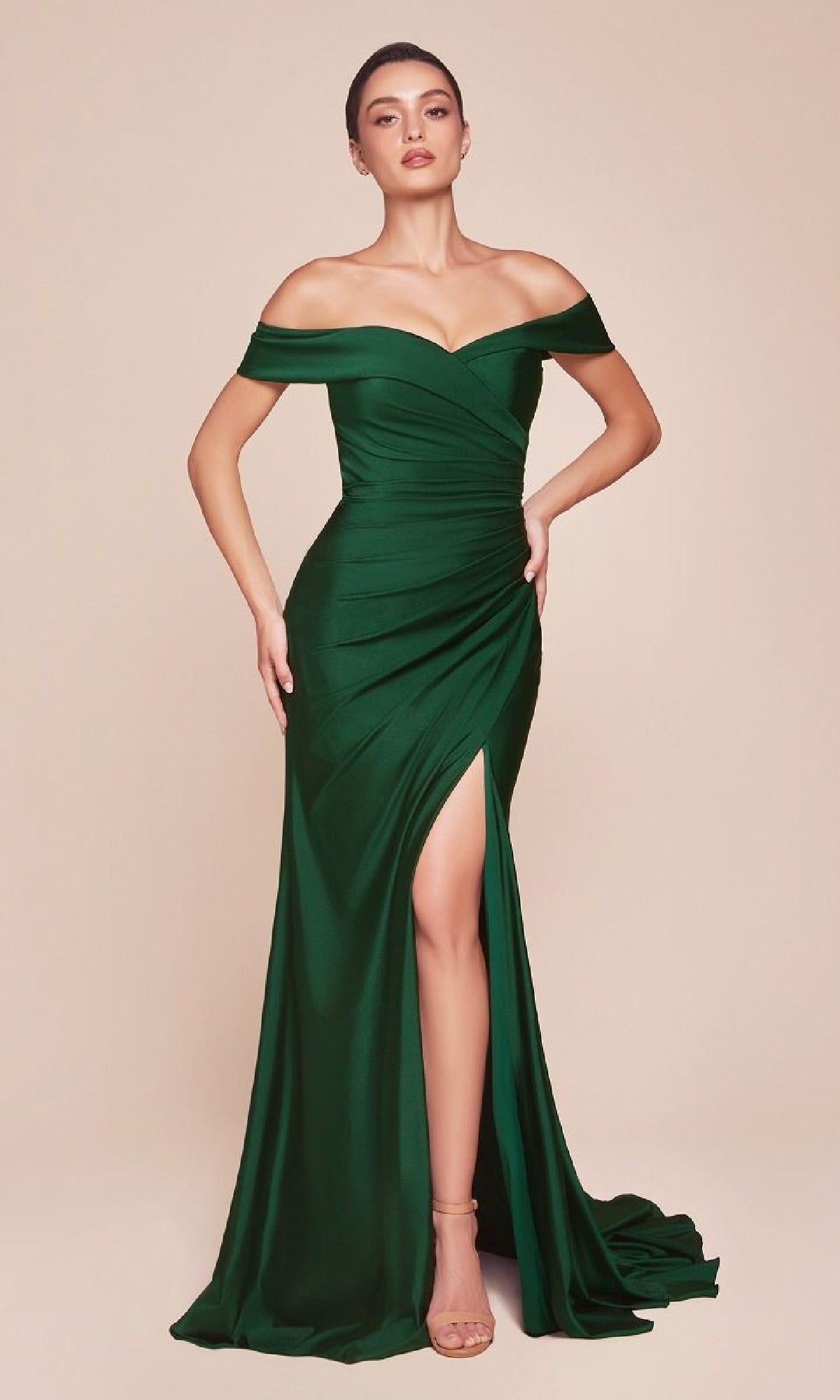 Hunter Green Ladivine Long Formal Dress CD790