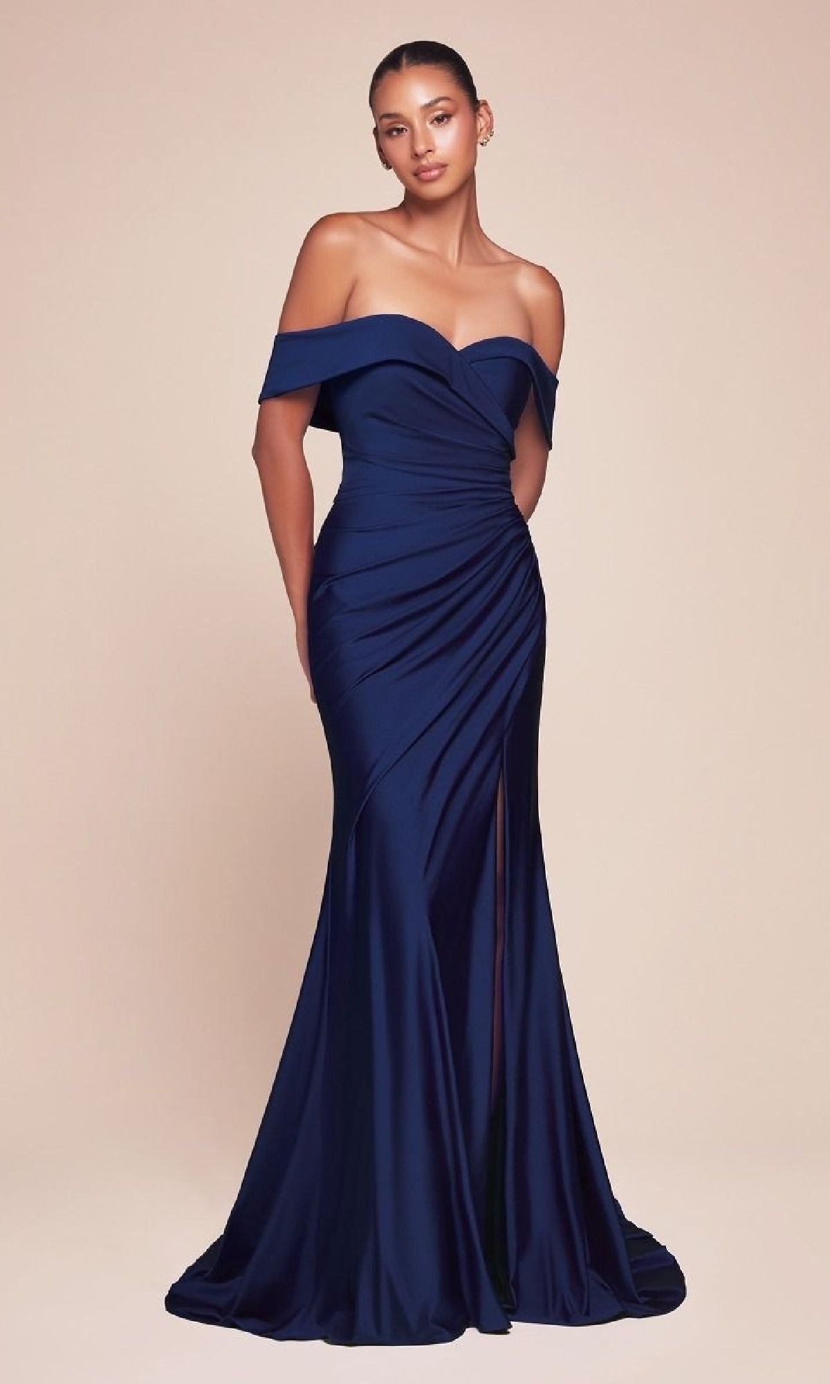 Navy Ladivine Long Formal Dress CD790