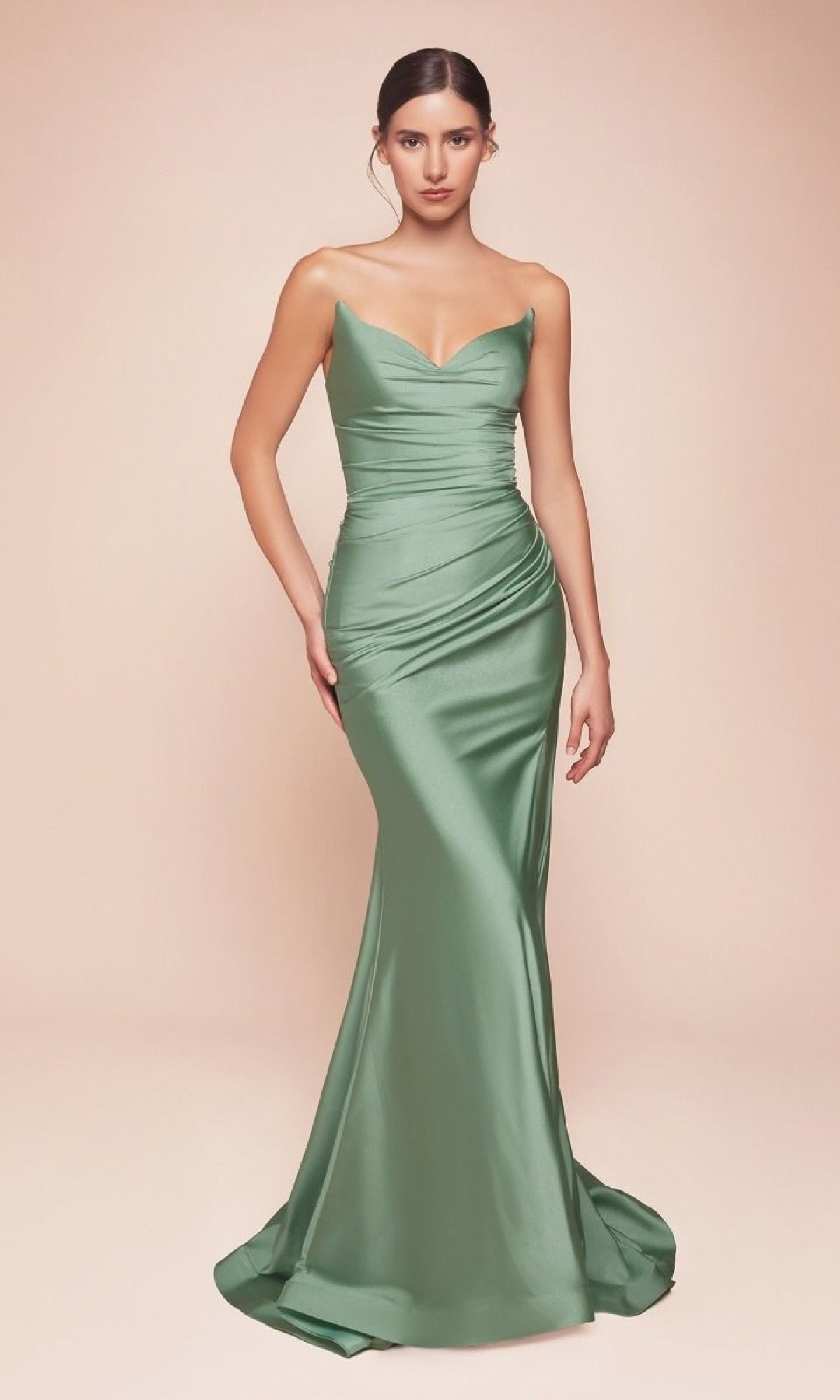 Dark Sage Ladivine Long Formal Dress CD791