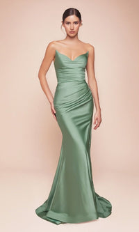 Dark Sage Ladivine Long Formal Dress CD791
