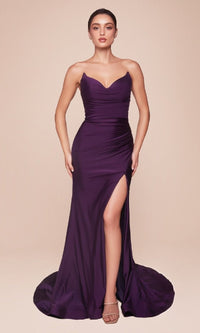 Eggplant Ladivine Long Formal Dress CD791