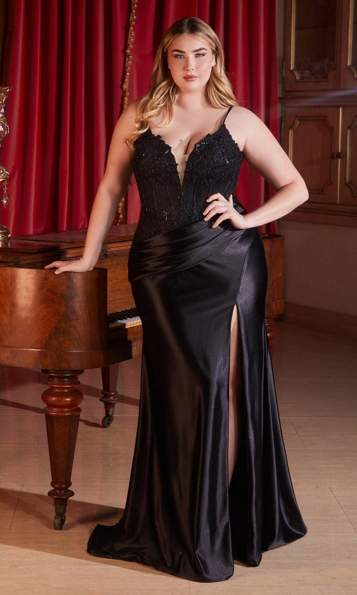 Black Long Plus-Size Formal Dress Cd838C by Ladivine