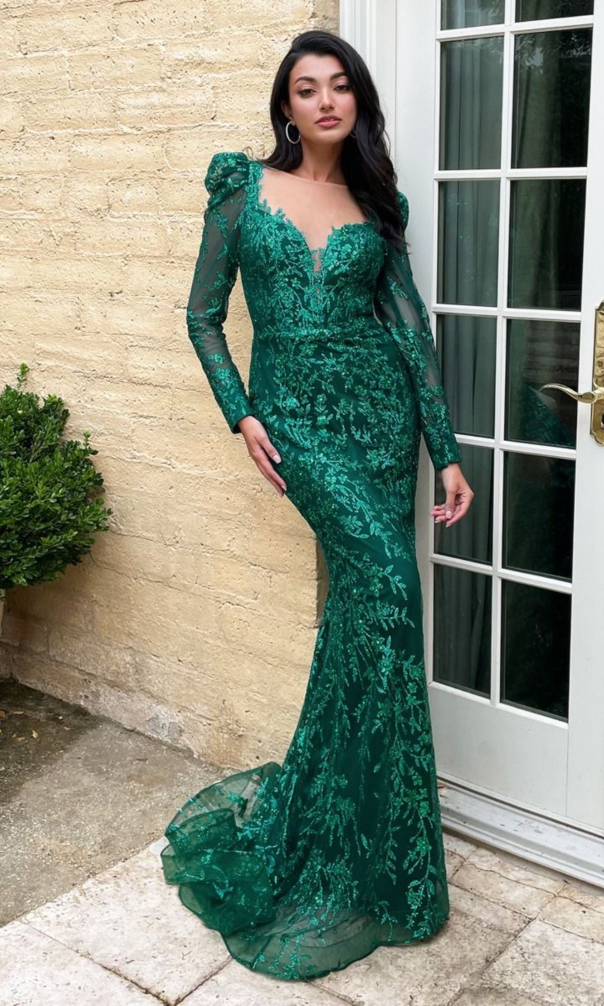 green formal dress long Tina Holly Couture Designer TA803 Emerald Sleeve Green / 24 AUS and ready to make an impression Long Formal Dress cd989 by