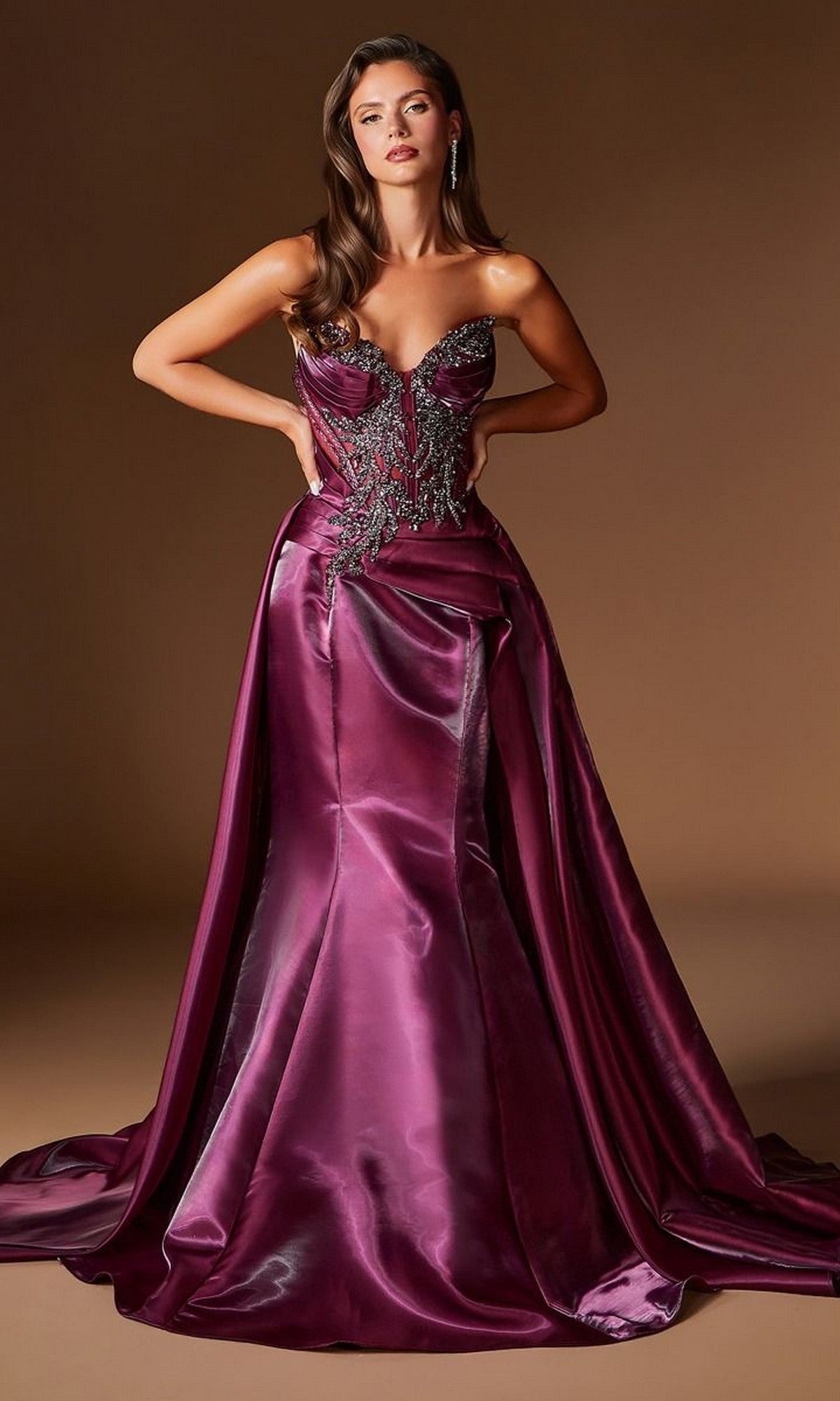 Plum Noir Ladivine Long Prom Dress CDS568