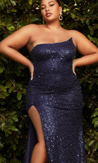 Navy Ladivine Long Formal Dress ch165c