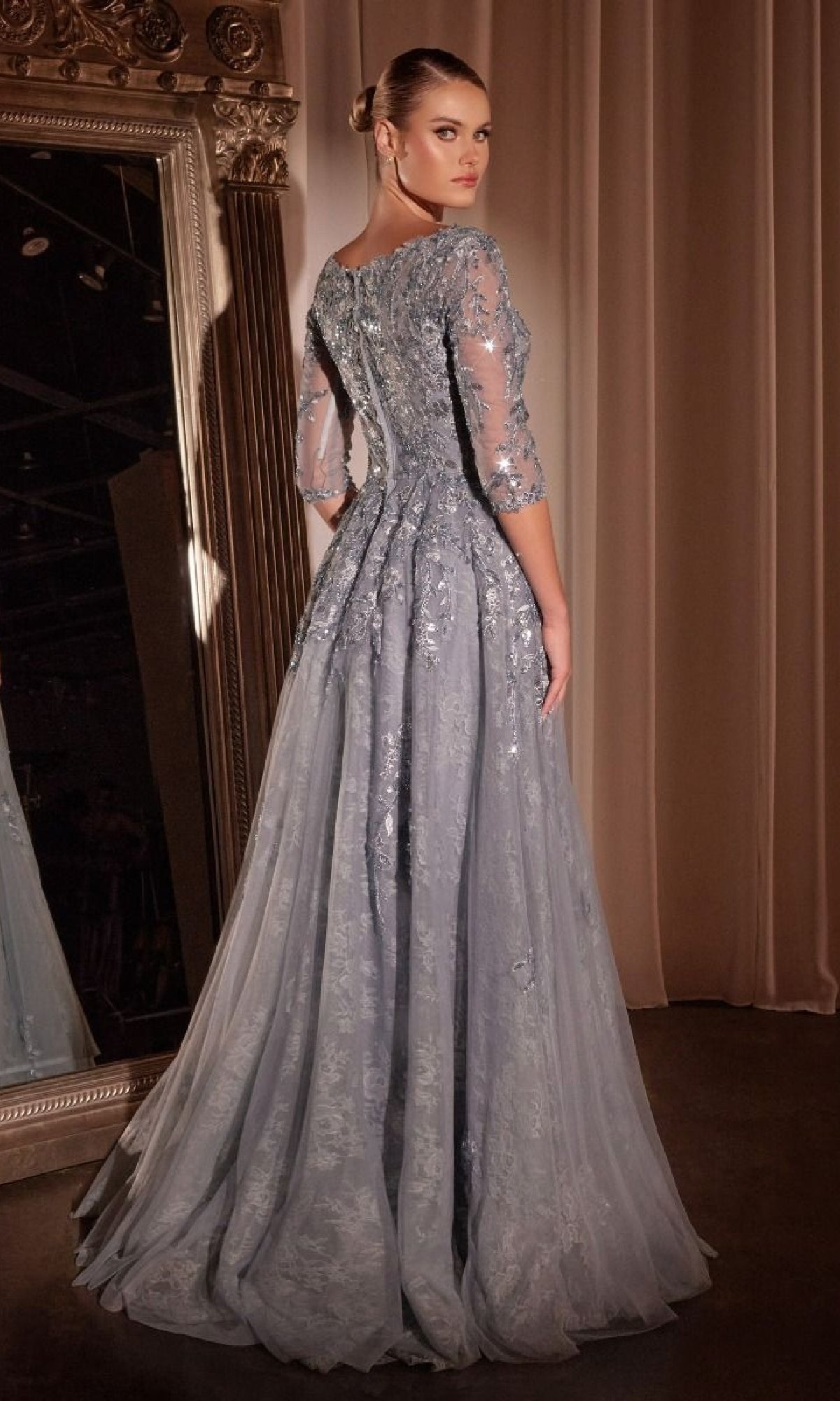 Ladivine CK2401 Prom Dress - Smoky Blue | NewYorkDress Ladivine CK2401 Prom Dress - Smoky Blue | NewYorkDress