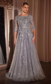 Smoky Blue Ladivine Long Formal Dress ck2401