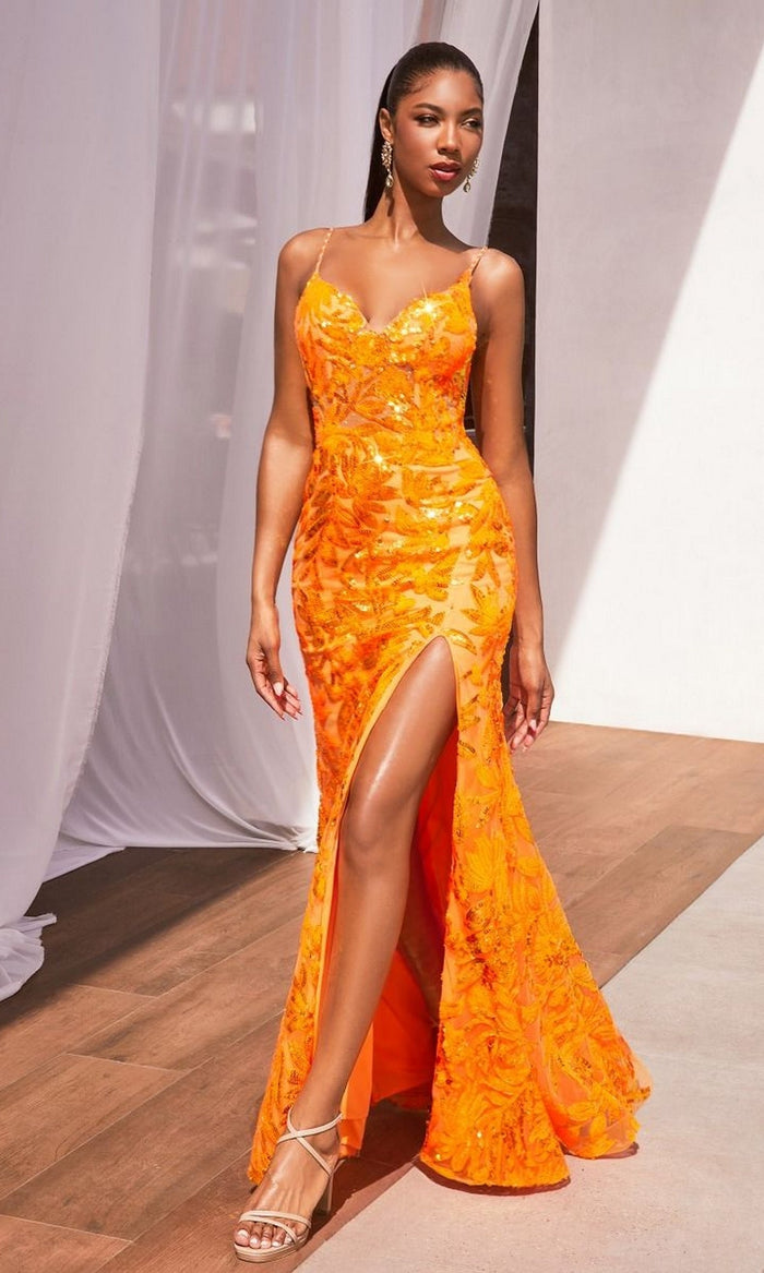 Orange Formal Long Dress Cm350 by Ladivine