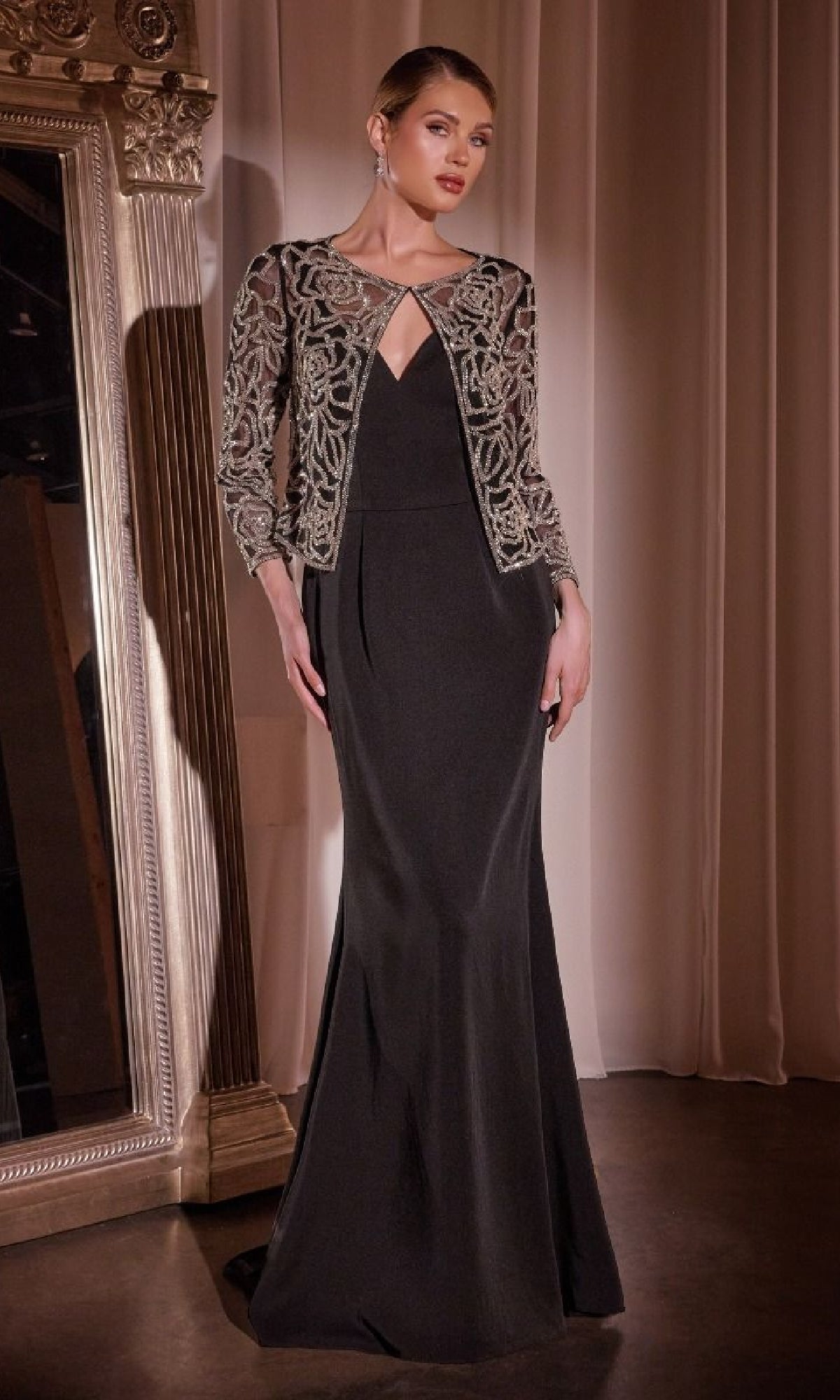 Black Ladivine Long Formal Dress j881