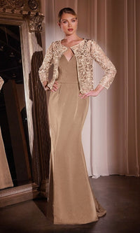 Taupe Ladivine Long Formal Dress j881