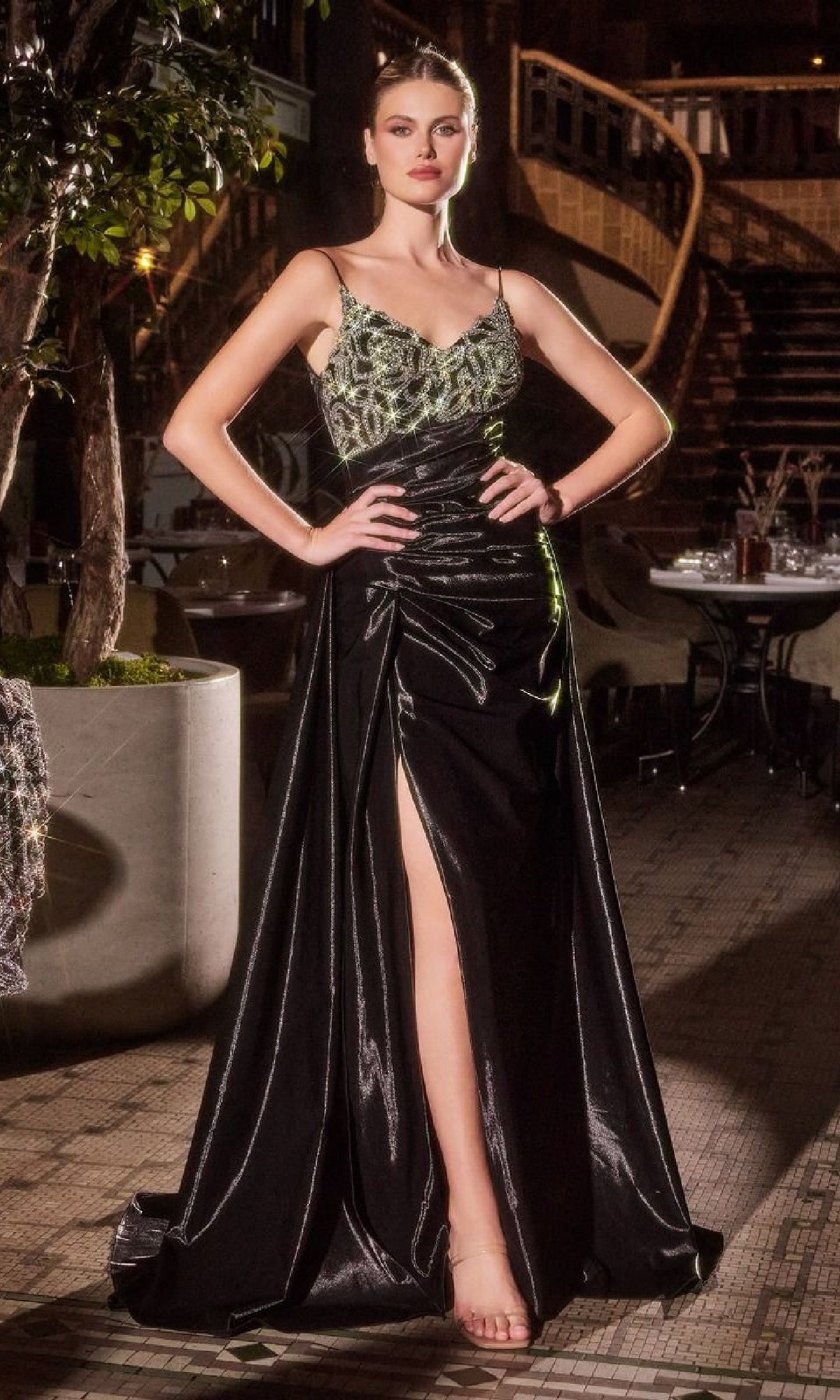 Black Ladivine Long Formal Dress j882
