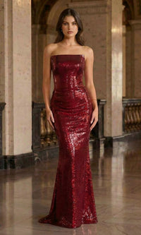 Burgundy Ladivine Long Prom Dress J904