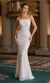 Off White Ladivine Long Prom Dress J904