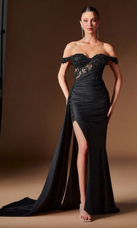 Black Ladivine Long Formal Dress J914