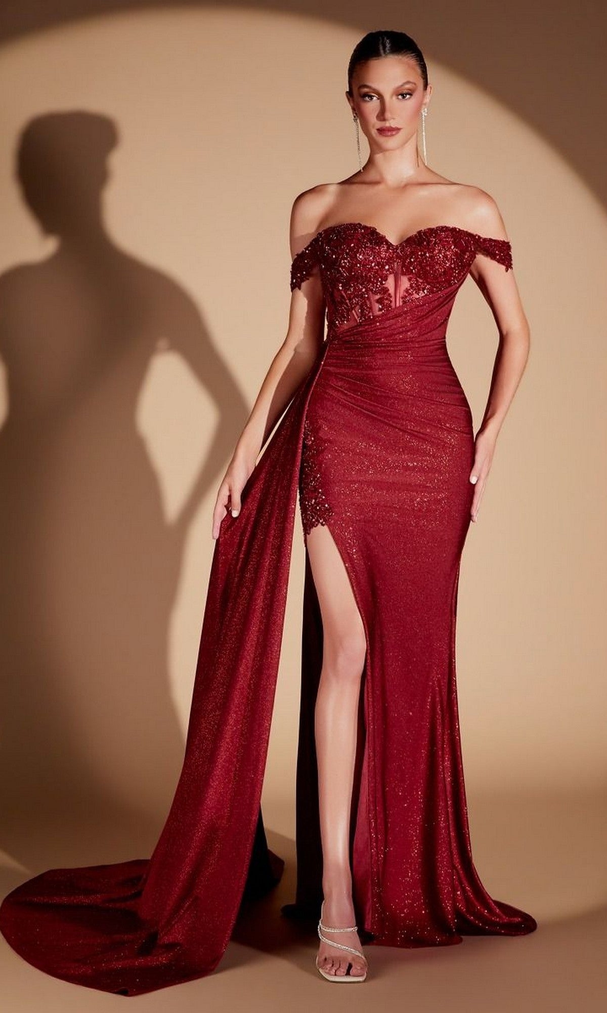 Burgundy Ladivine Long Formal Dress J914
