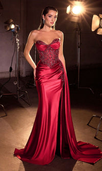 Deep Red Ladivine Long Formal Dress KV1131 - Image