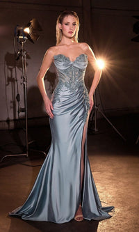 Dusty Blue Ladivine Long Formal Dress KV1132 - Image