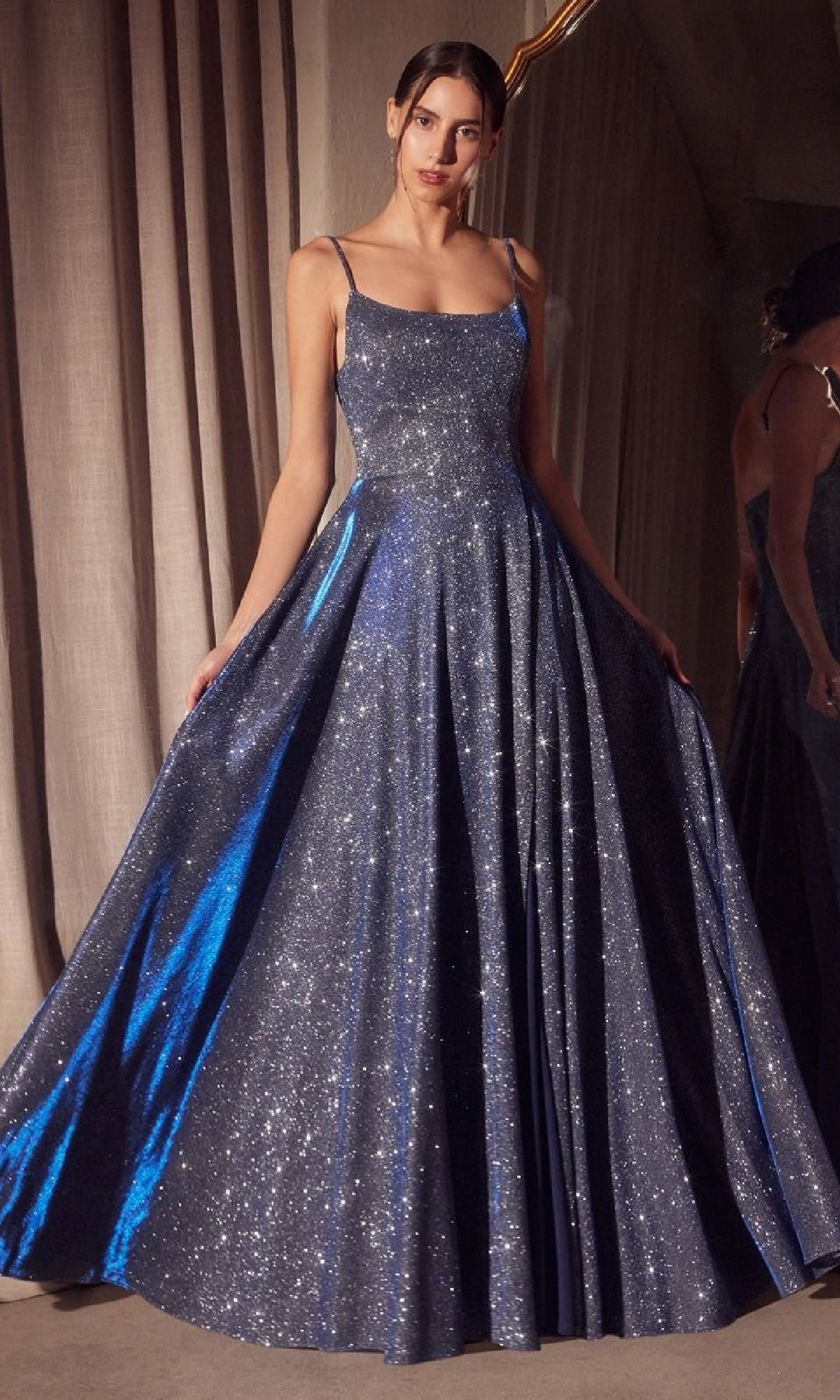 Navy Ladivine Long Formal Dress t213