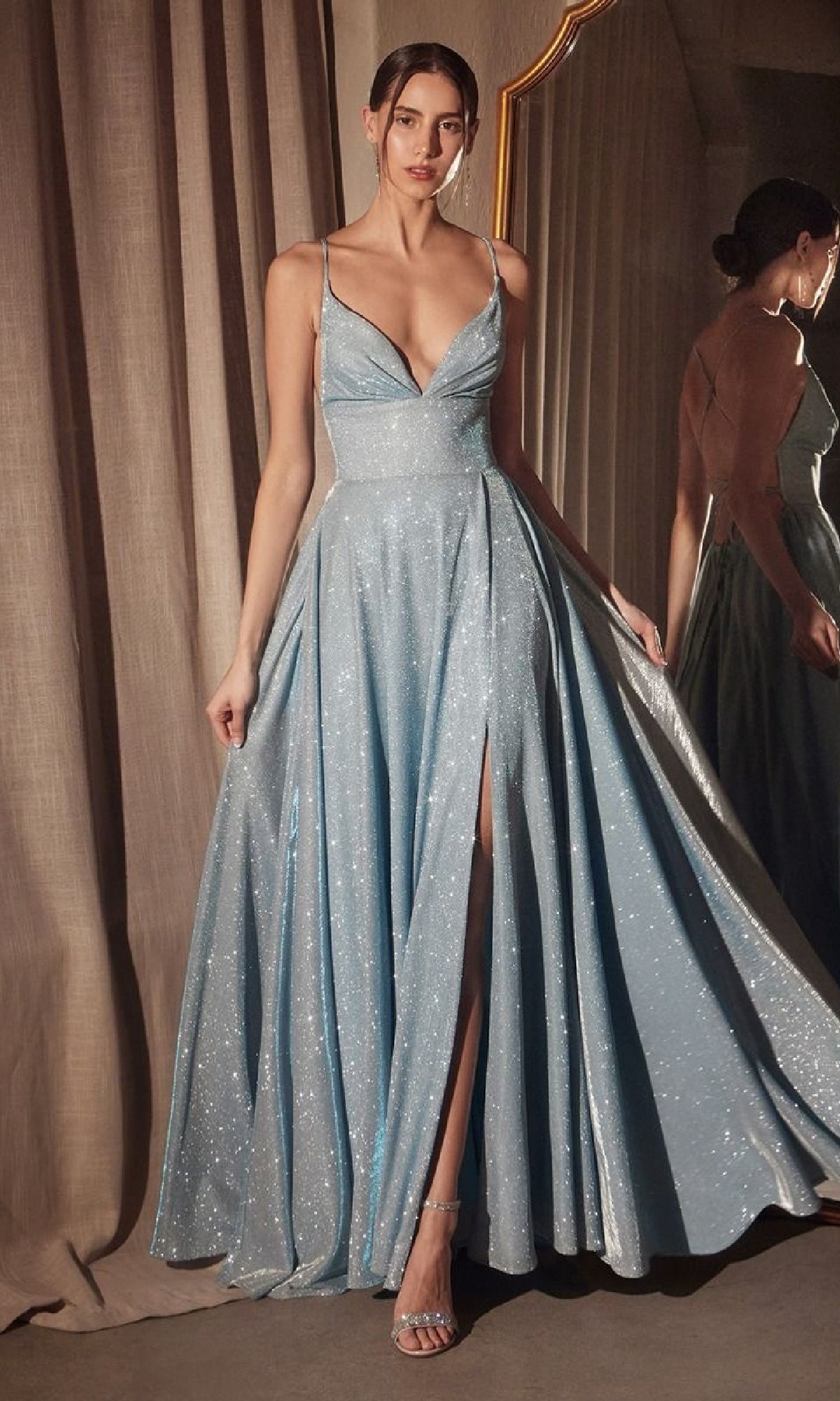 Light Blue Ladivine Long Formal Dress t214