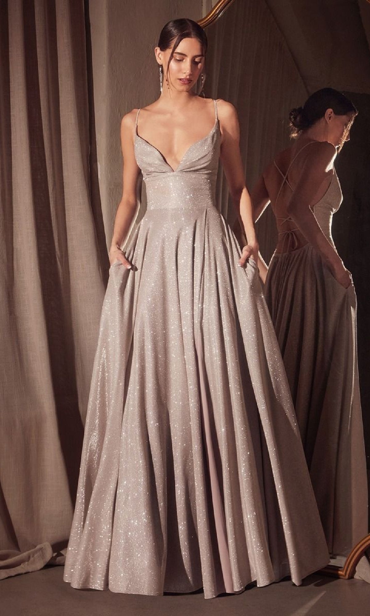 Rose Champagne Ladivine Long Formal Dress t214