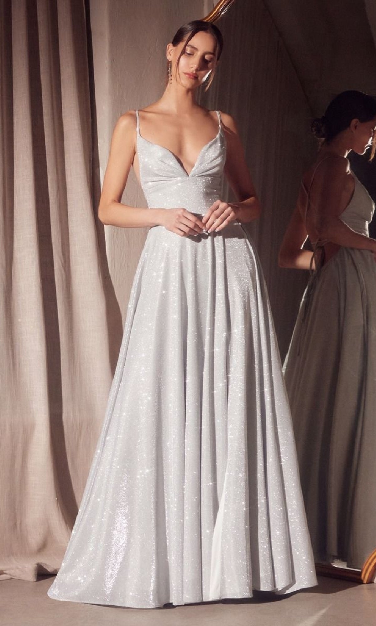 Silver Ladivine Long Formal Dress t214