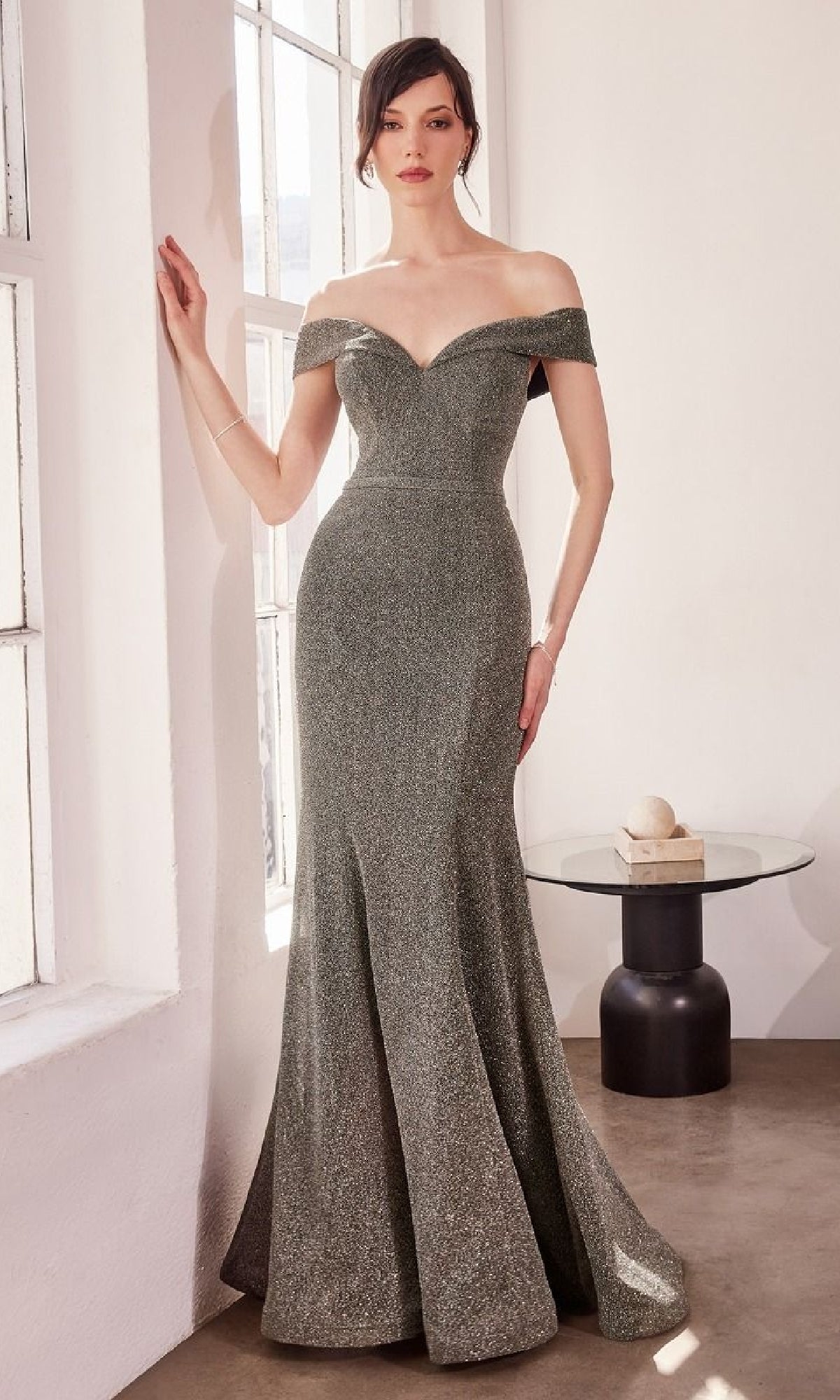 Silver Ladivine Long Formal Dress t602