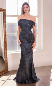 Navy Ladivine Long Formal Dress t603