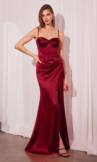 Burgundy Ladivine Long Formal Dress t608