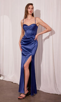 Soft Navy Ladivine Long Formal Dress t608