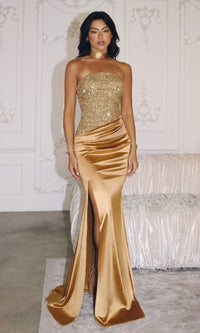 Gold Amoris Long Formal Dress T609