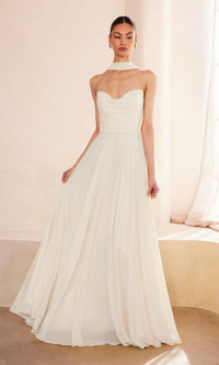 Off White Amoris Long Formal Dress T703W - Image
