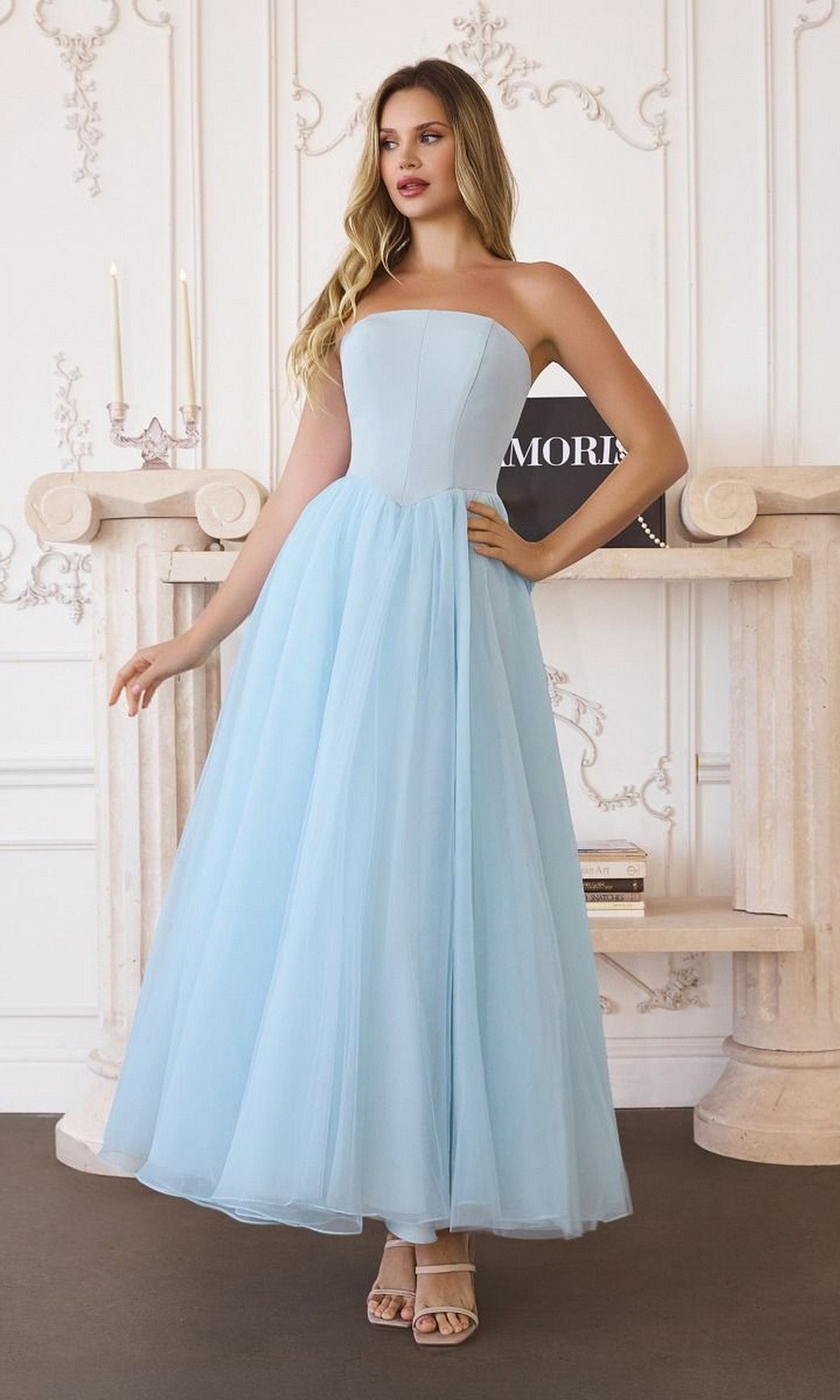 Light Blue Amoris Long Formal Dress T712 - Image