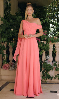 Soft Coral Amoris Long Formal Dress T716 - Image