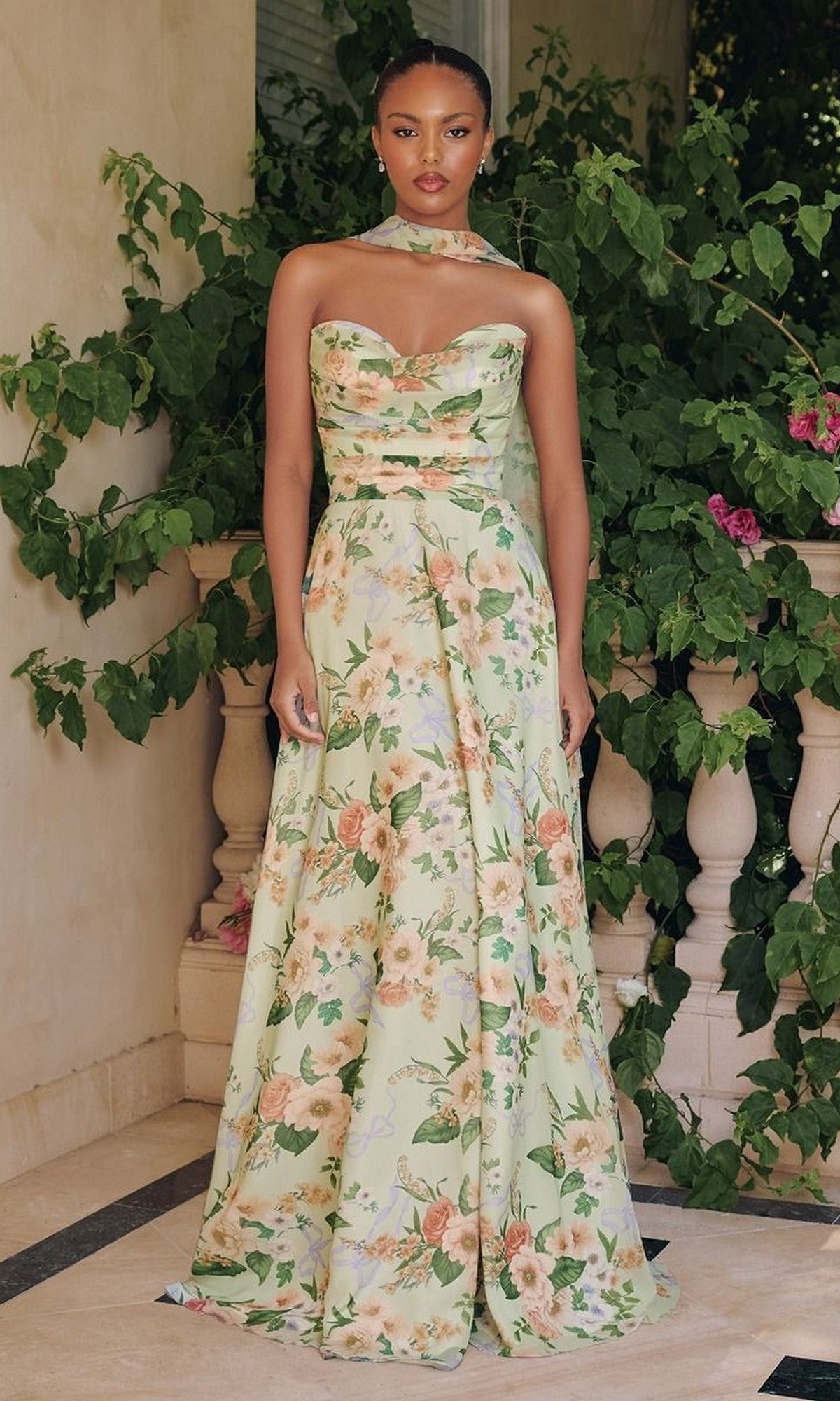 Long Formal Dress T717 by Amoris Sage Print / 2XSmall